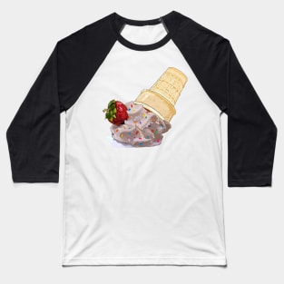 Melted ice-cream (chocolate, strawberry & sprinkles) Baseball T-Shirt